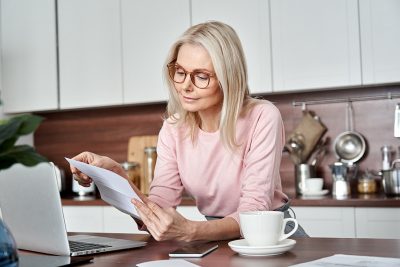 Self employed lady learning about tax and accounting services